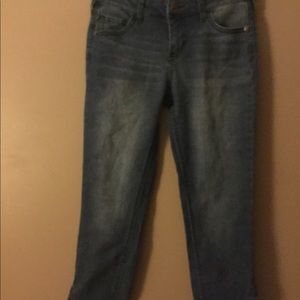 Jeans with a cut at the bottom